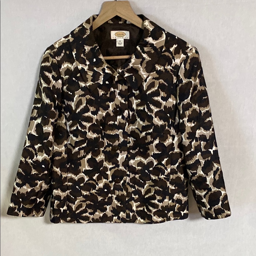 Talbots Brown and Tan Blazer Structured Fit Silk and Wool Excellent Condition